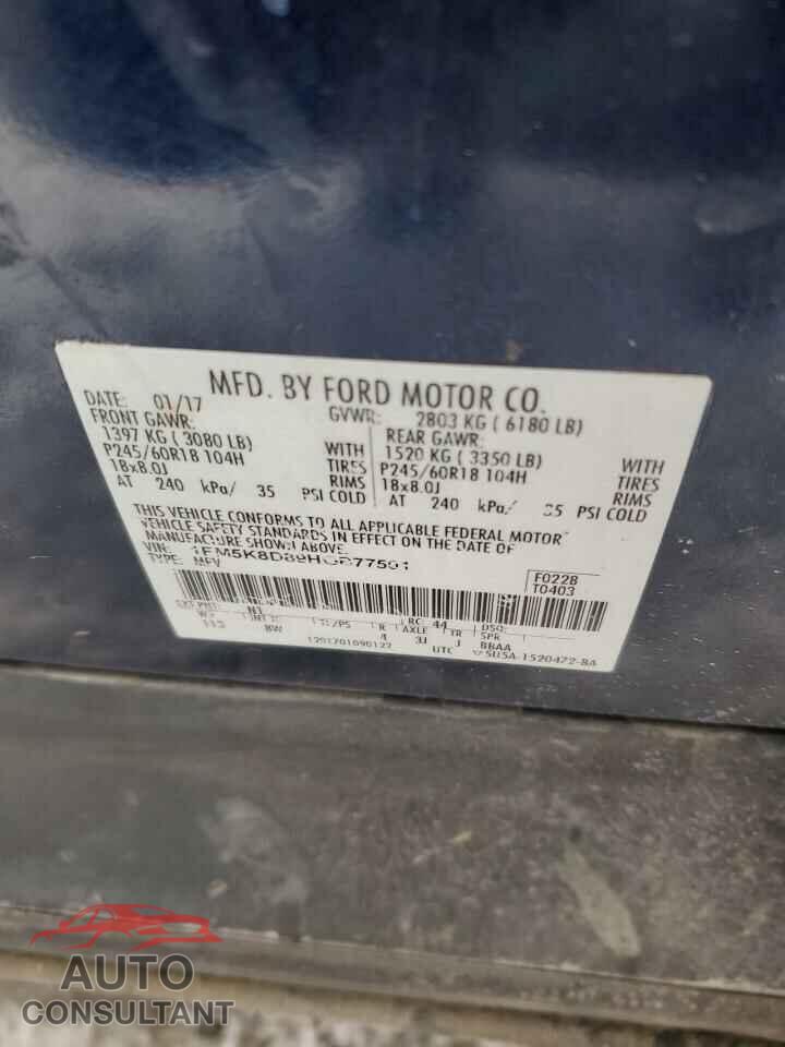 FORD EXPLORER 2017 - 1FM5K8D89HGB77501