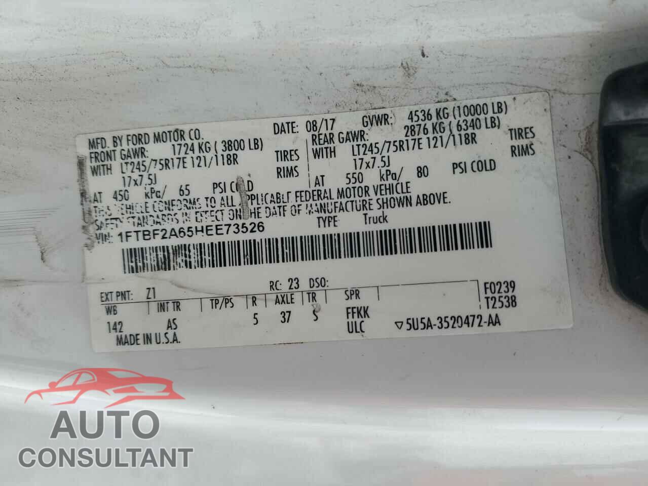 FORD F250 2017 - 1FTBF2A65HEE73526
