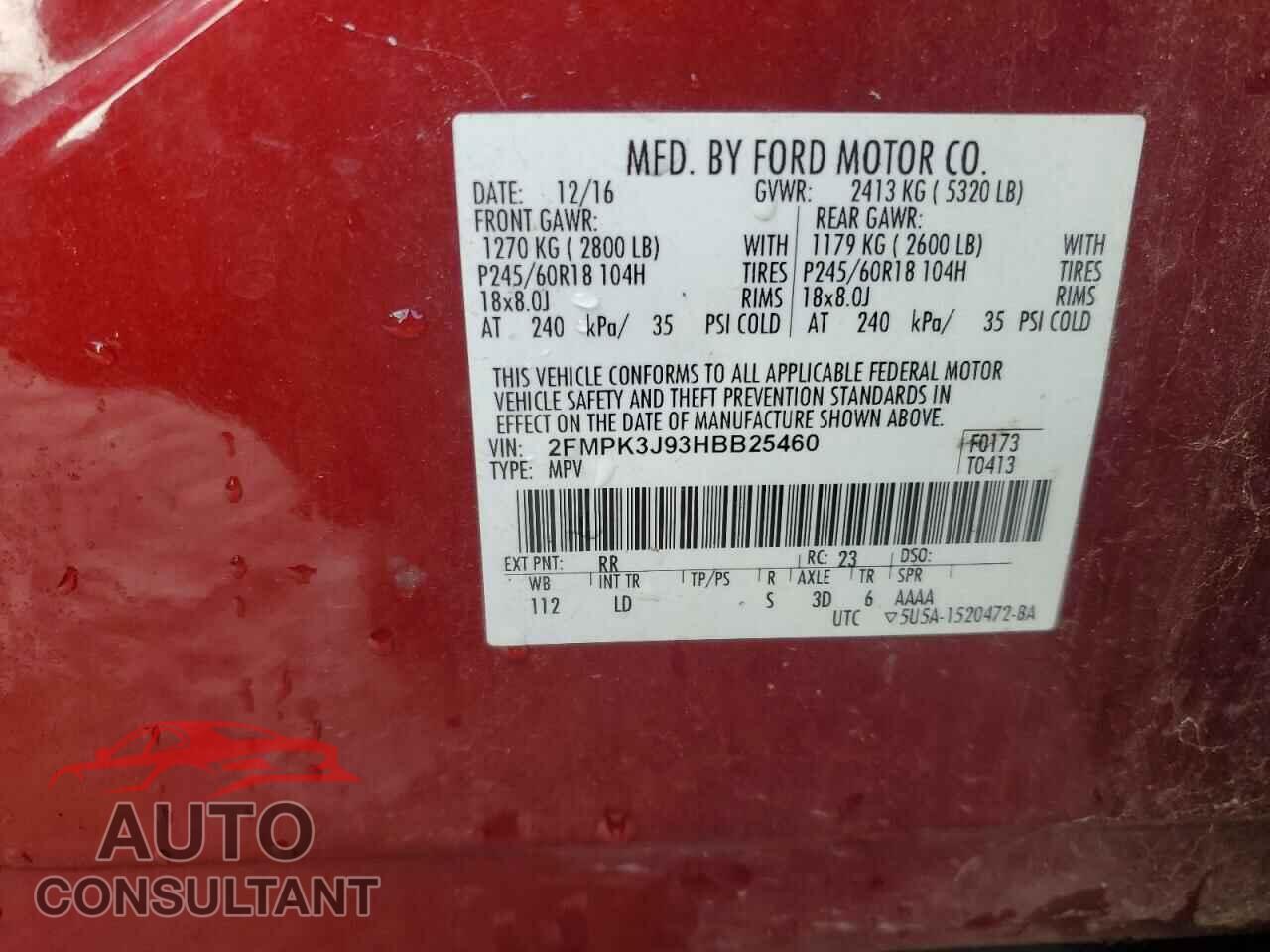FORD EDGE 2017 - 2FMPK3J93HBB25460
