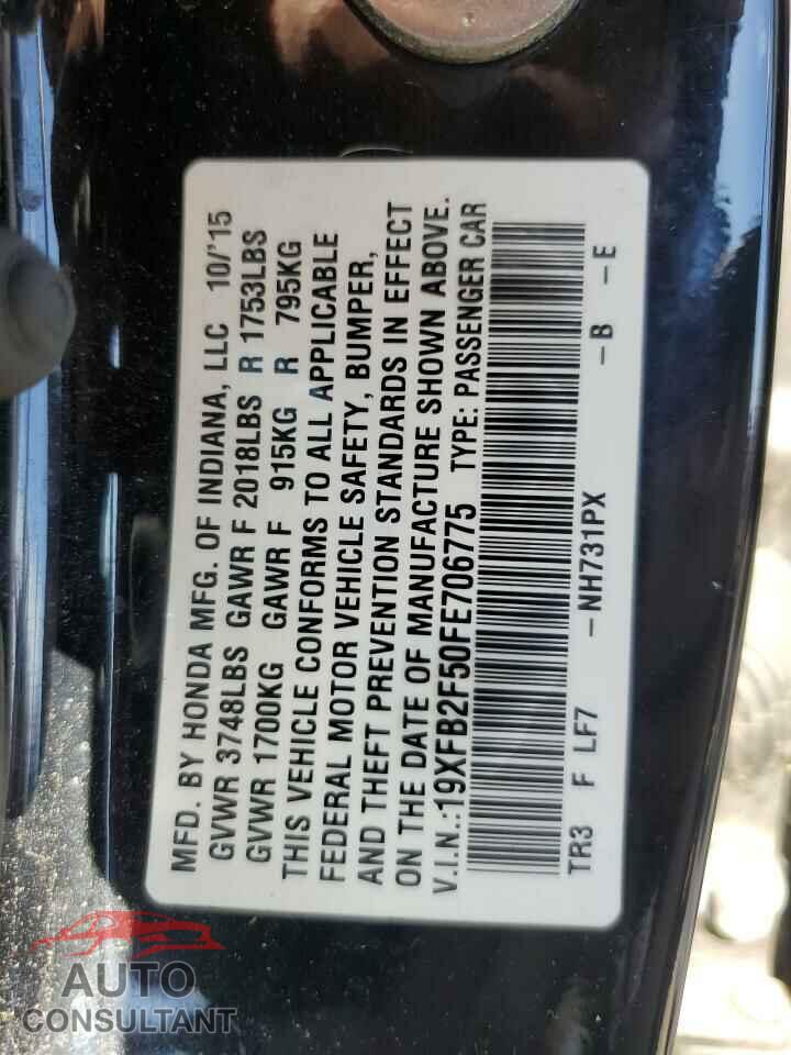 HONDA CIVIC 2015 - 19XFB2F50FE706775
