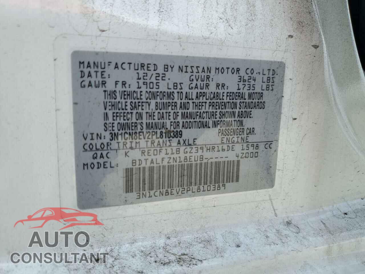NISSAN VERSA 2023 - 3N1CN8EV2PL810389