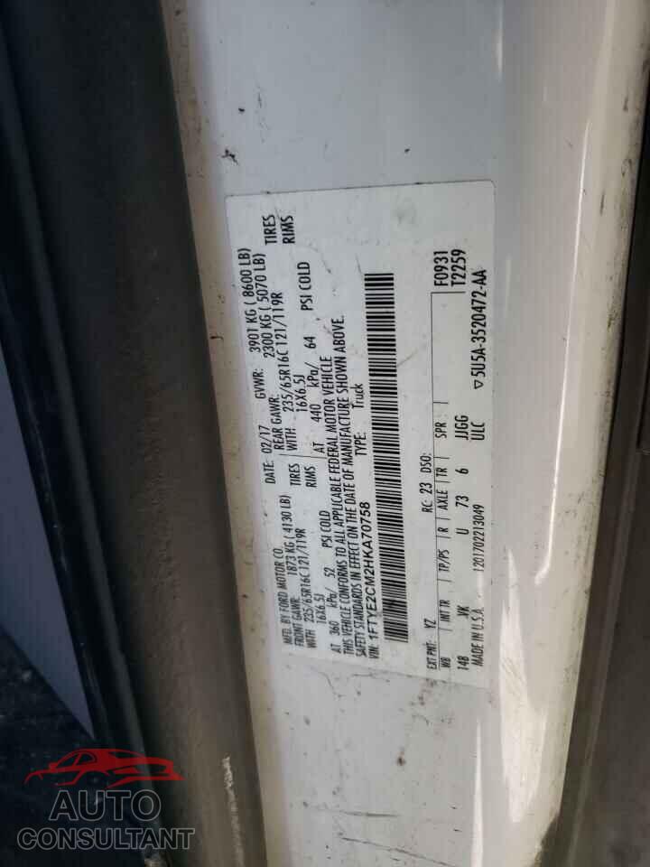 FORD TRANSIT CO 2017 - 1FTYE2CM2HKA70758