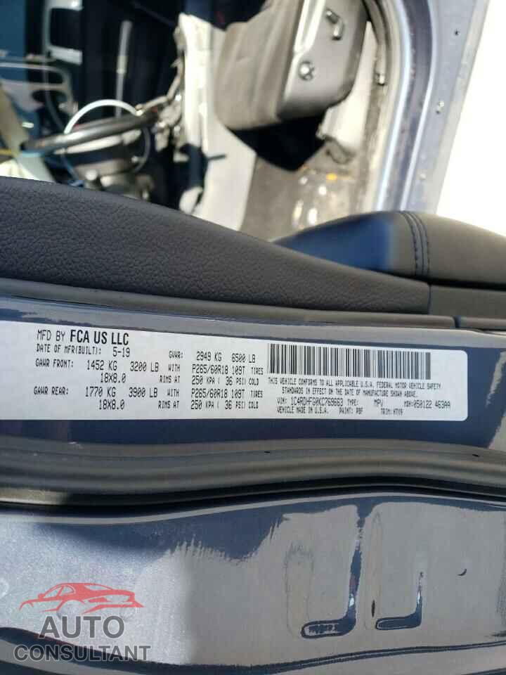DODGE DURANGO 2019 - 1C4RDHFG0KC769663