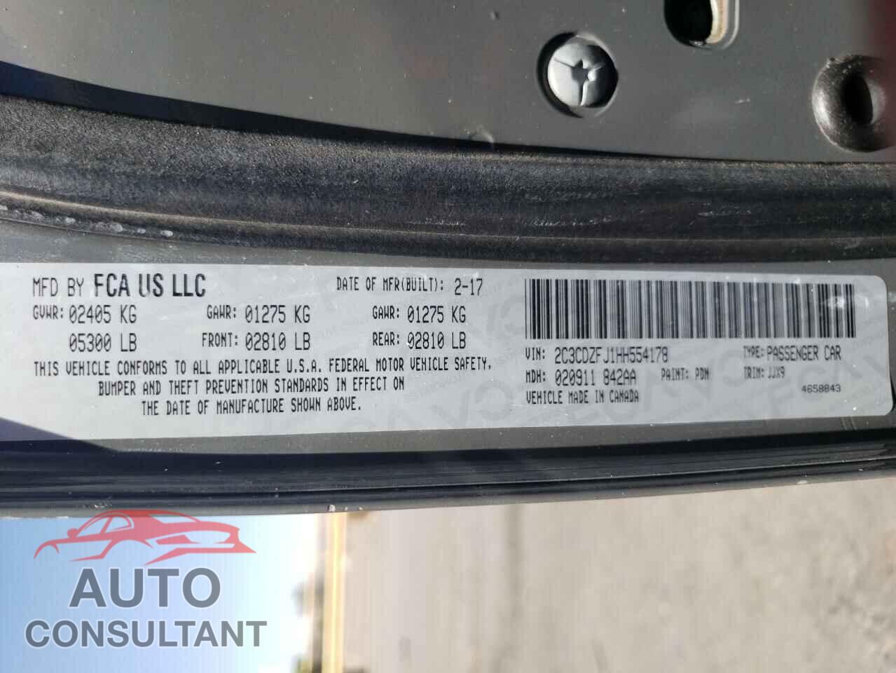 DODGE CHALLENGER 2017 - 2C3CDZFJ1HH554178