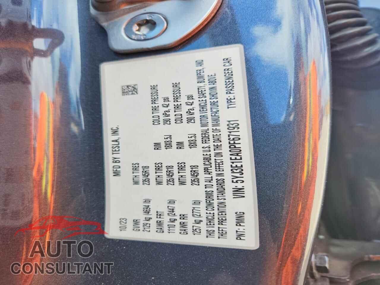 TESLA MODEL 3 2023 - 5YJ3E1EA0PF671931