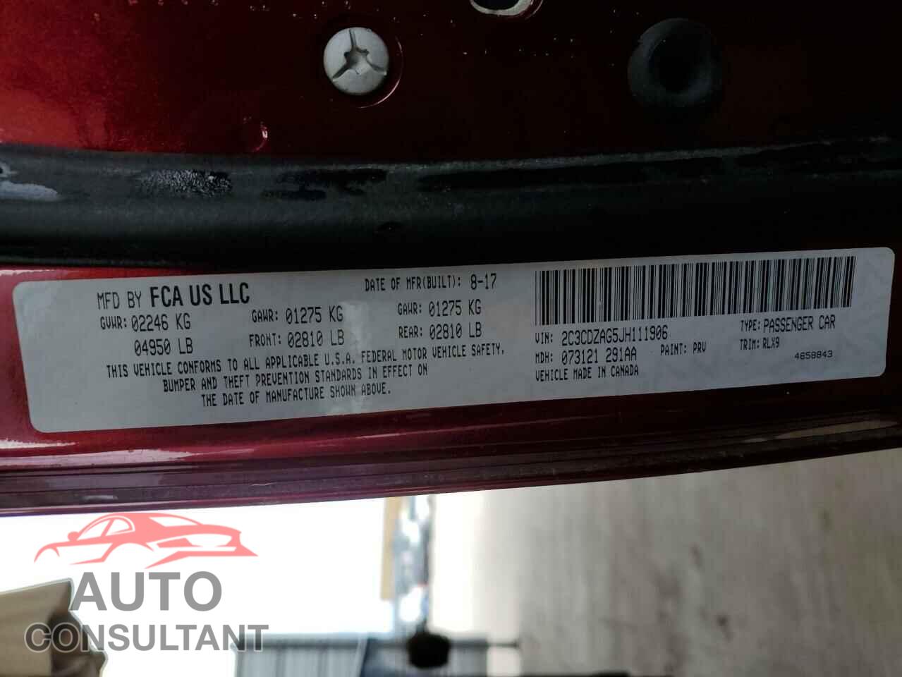 DODGE CHALLENGER 2018 - 2C3CDZAG5JH111906