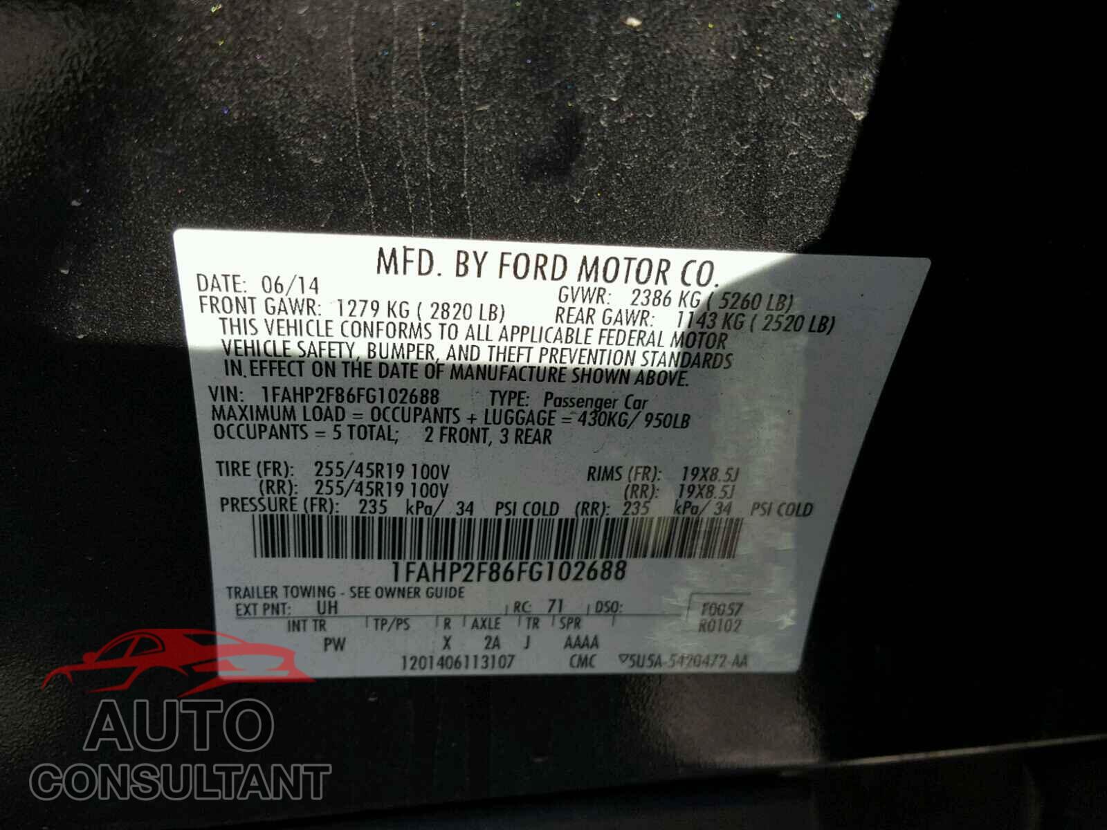 FORD TAURUS 2015 - 1FAHP2F86FG102688