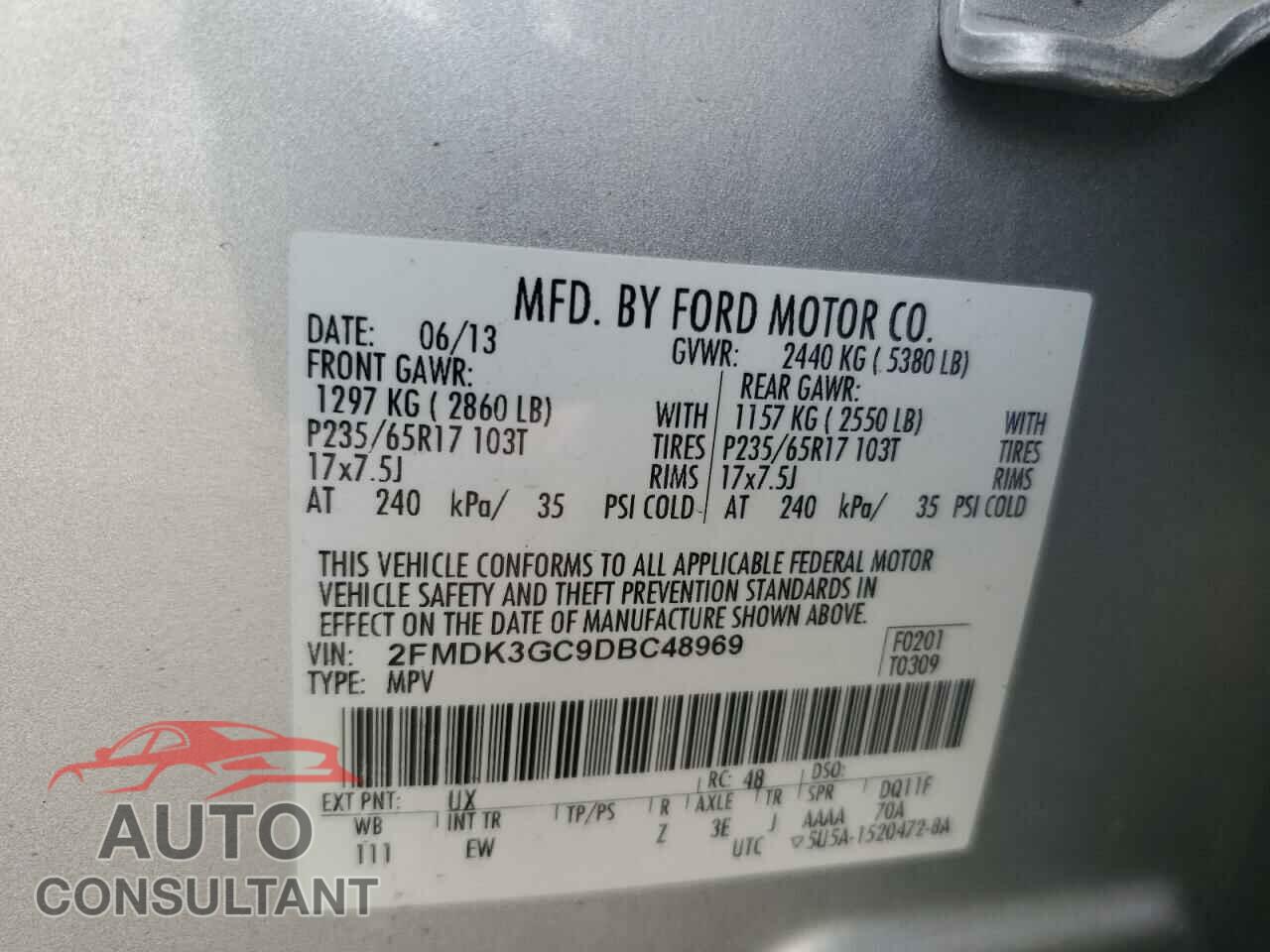 FORD EDGE 2013 - 2FMDK3GC9DBC48969