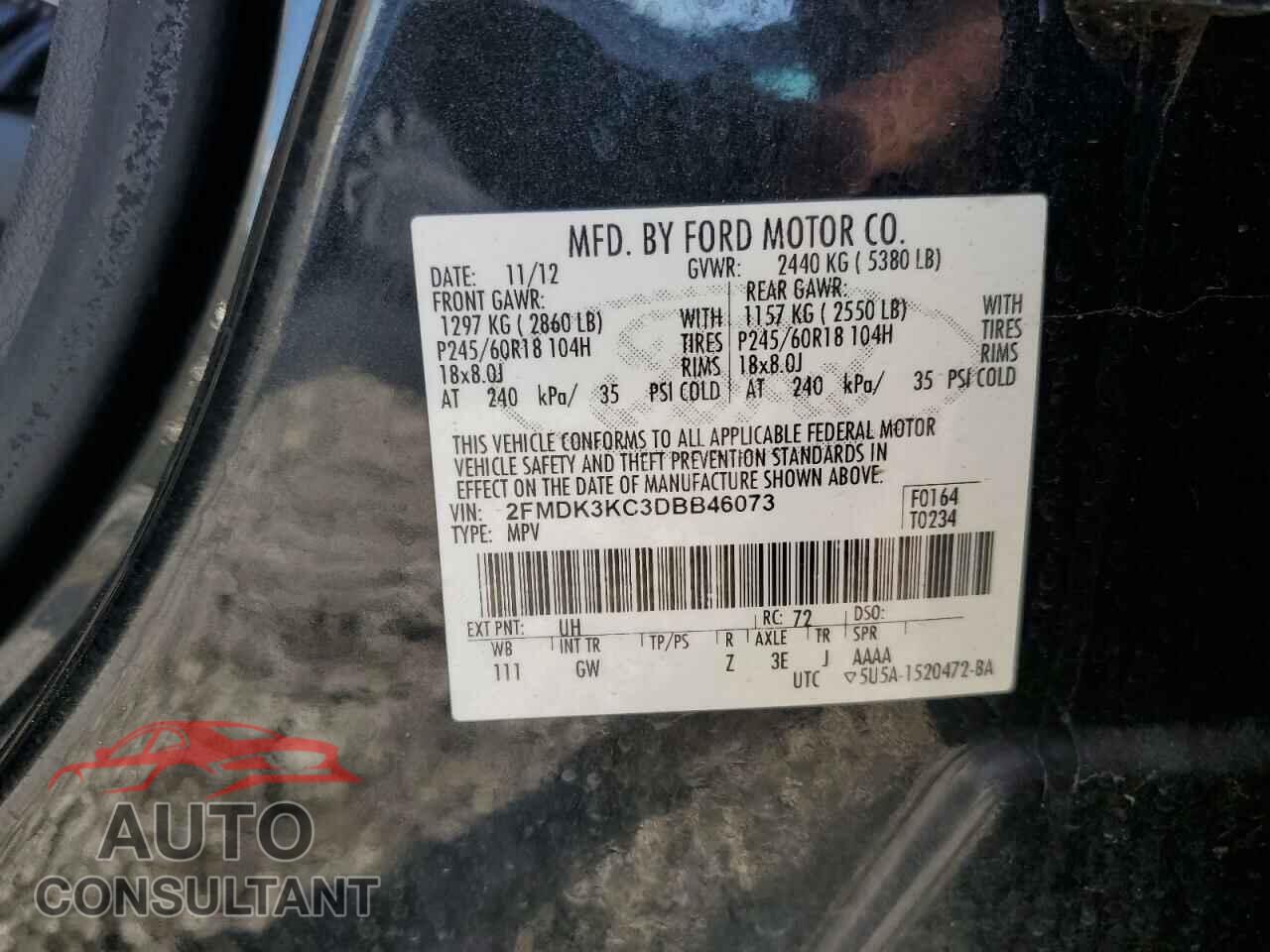 FORD EDGE 2013 - 2FMDK3KC3DBB46073