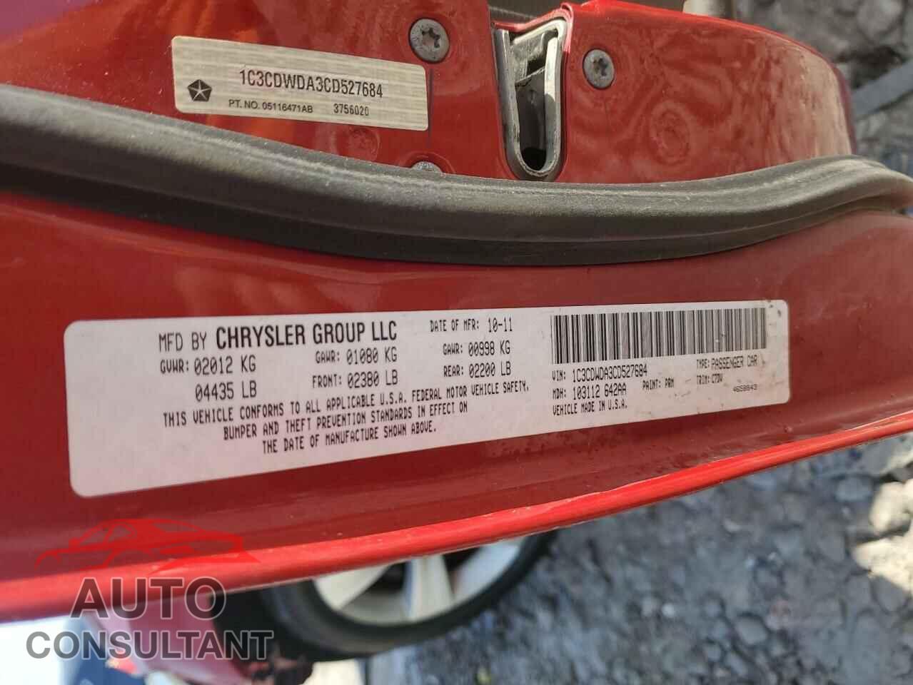 DODGE CALIBER 2012 - 1C3CDWDA3CD527684