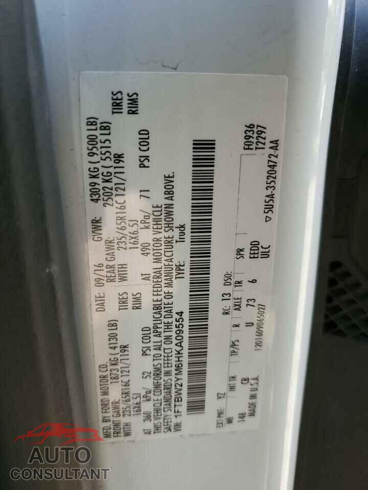 FORD TRANSIT 2017 - 1FTBW2YM6HKA09554