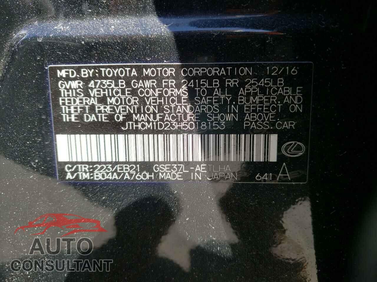 LEXUS IS 2017 - JTHCM1D23H5018153