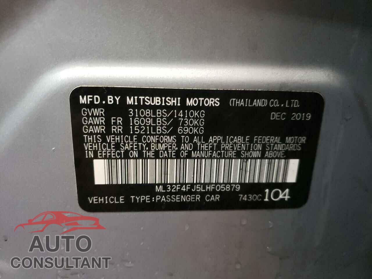 MITSUBISHI MIRAGE 2020 - ML32F4FJ5LHF05879