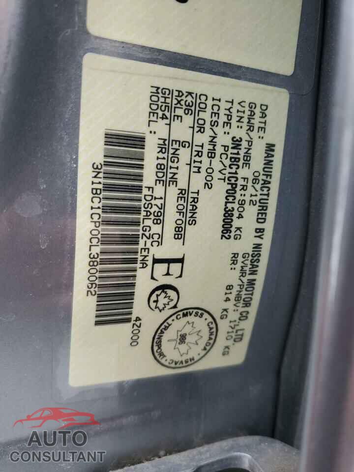 NISSAN VERSA 2012 - 3N1BC1CP0CL380062