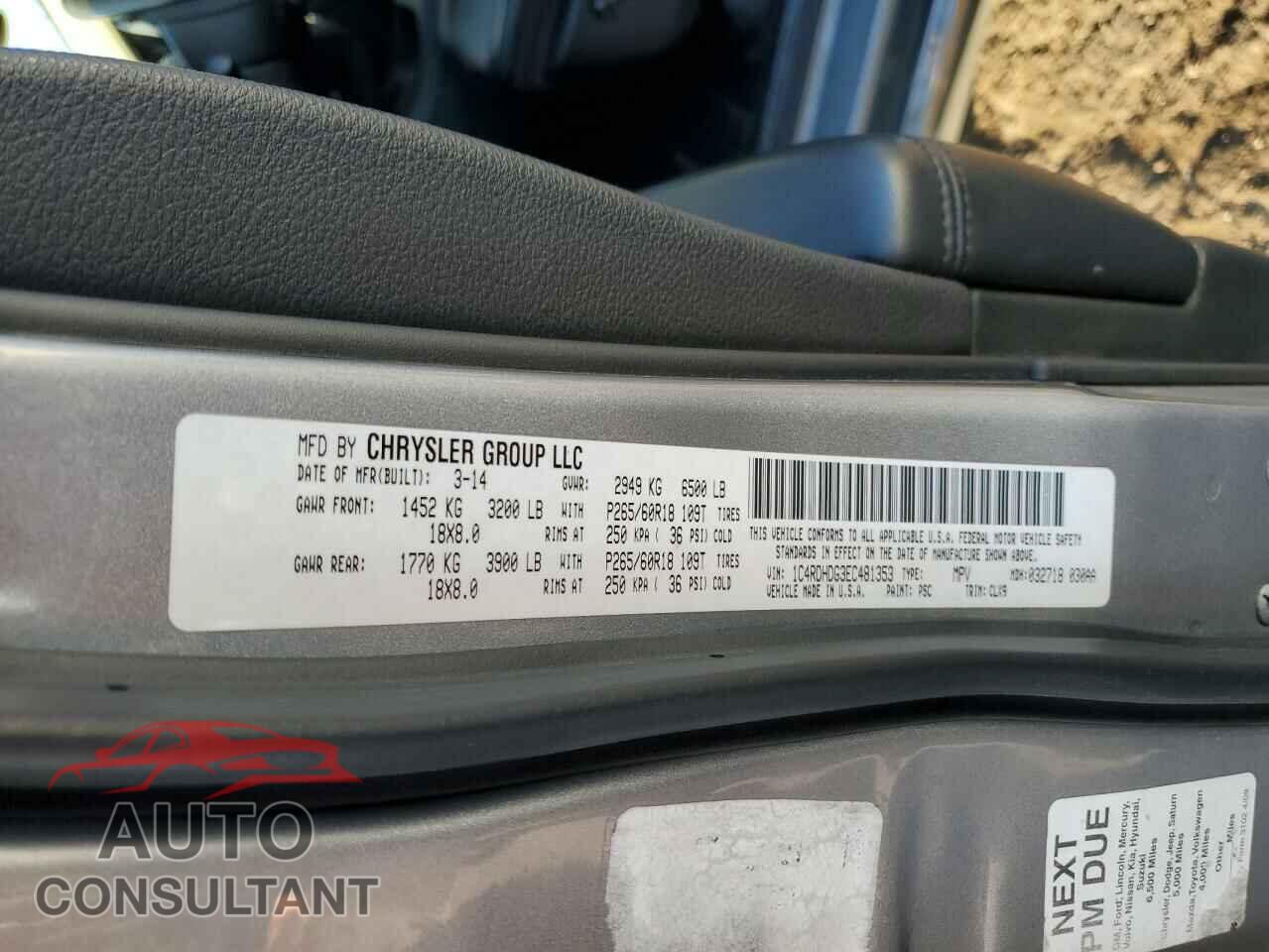 DODGE DURANGO 2014 - 1C4RDHDG3EC481353
