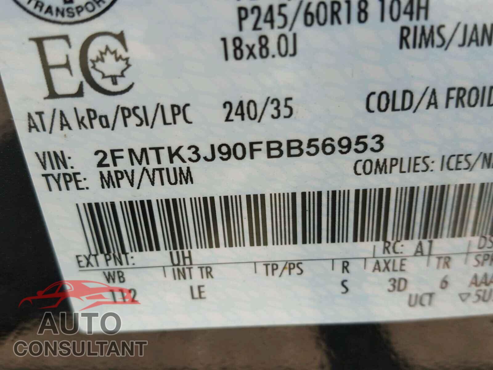 FORD EDGE SEL 2015 - 2FMTK3J90FBB56953