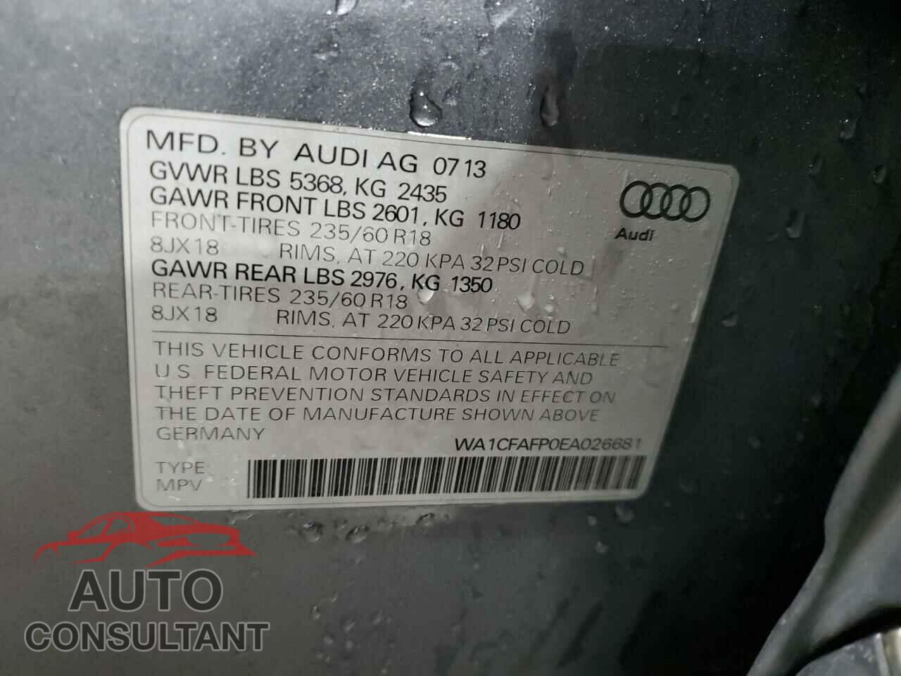 AUDI Q5 2014 - WA1CFAFP0EA026681