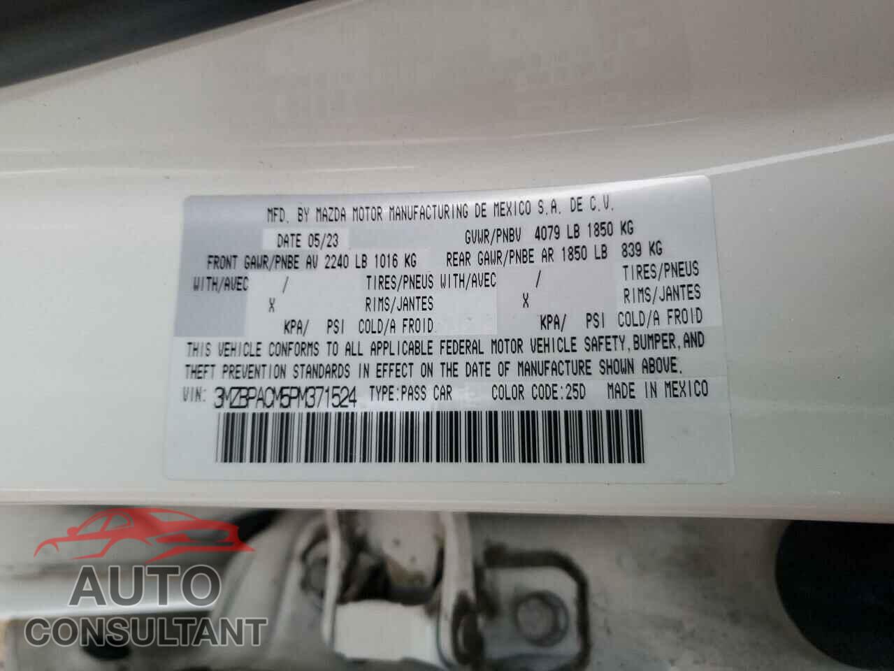 MAZDA 3 2023 - 3MZBPACM5PM371524