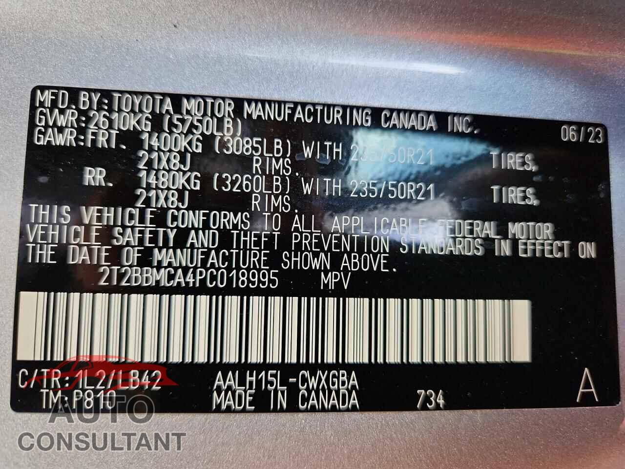 LEXUS RX 350H 2023 - 2T2BBMCA4PC018995