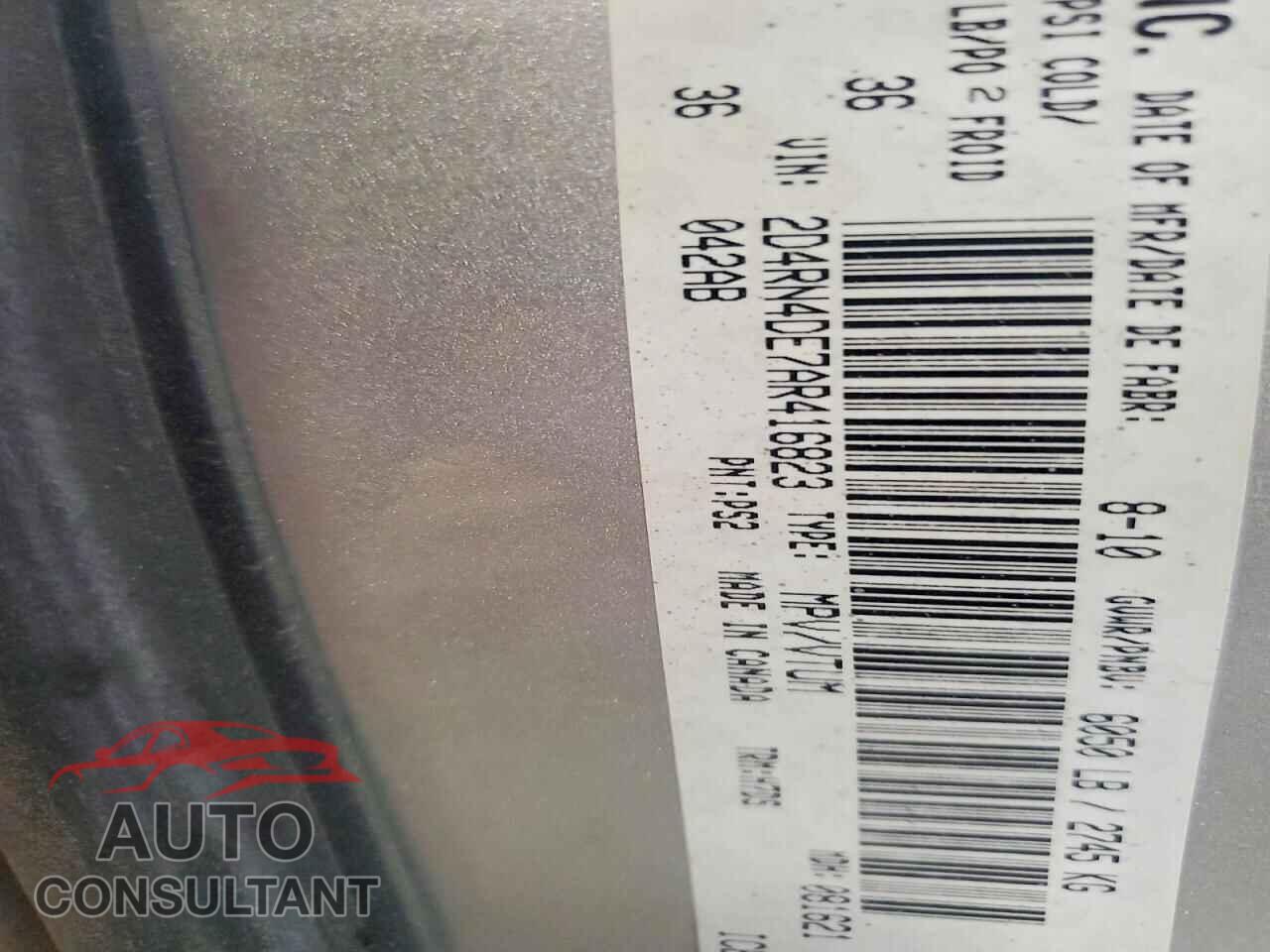 DODGE CARAVAN 2010 - 2D4RN4DE7AR416823