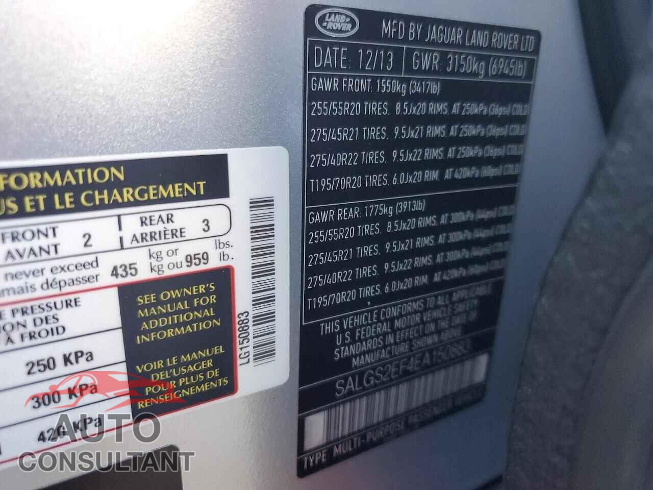 LAND ROVER RANGEROVER 2014 - SALGS2EF4EA150883