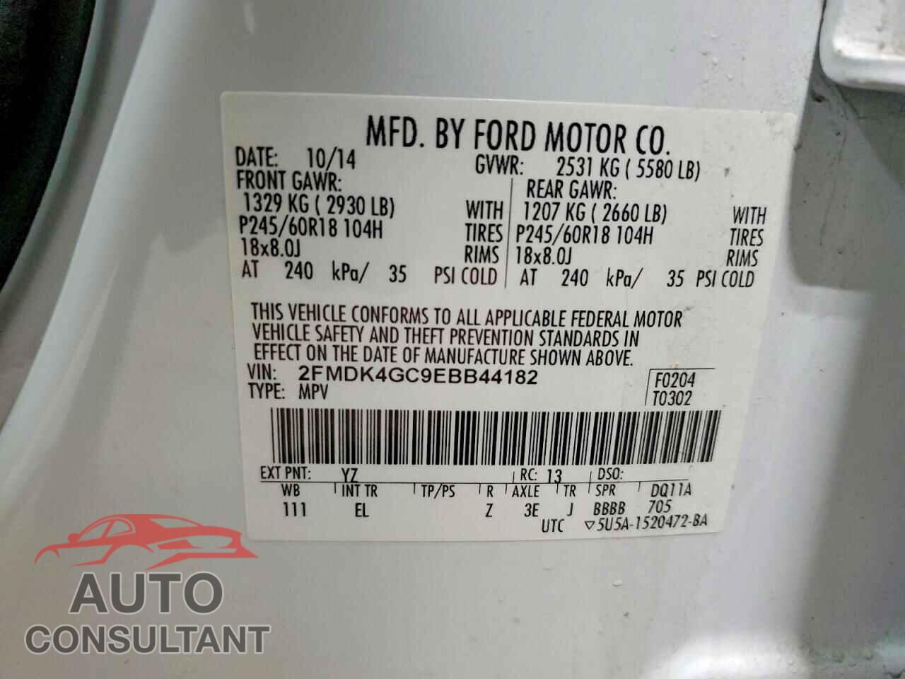 FORD EDGE 2014 - 2FMDK4GC9EBB44182