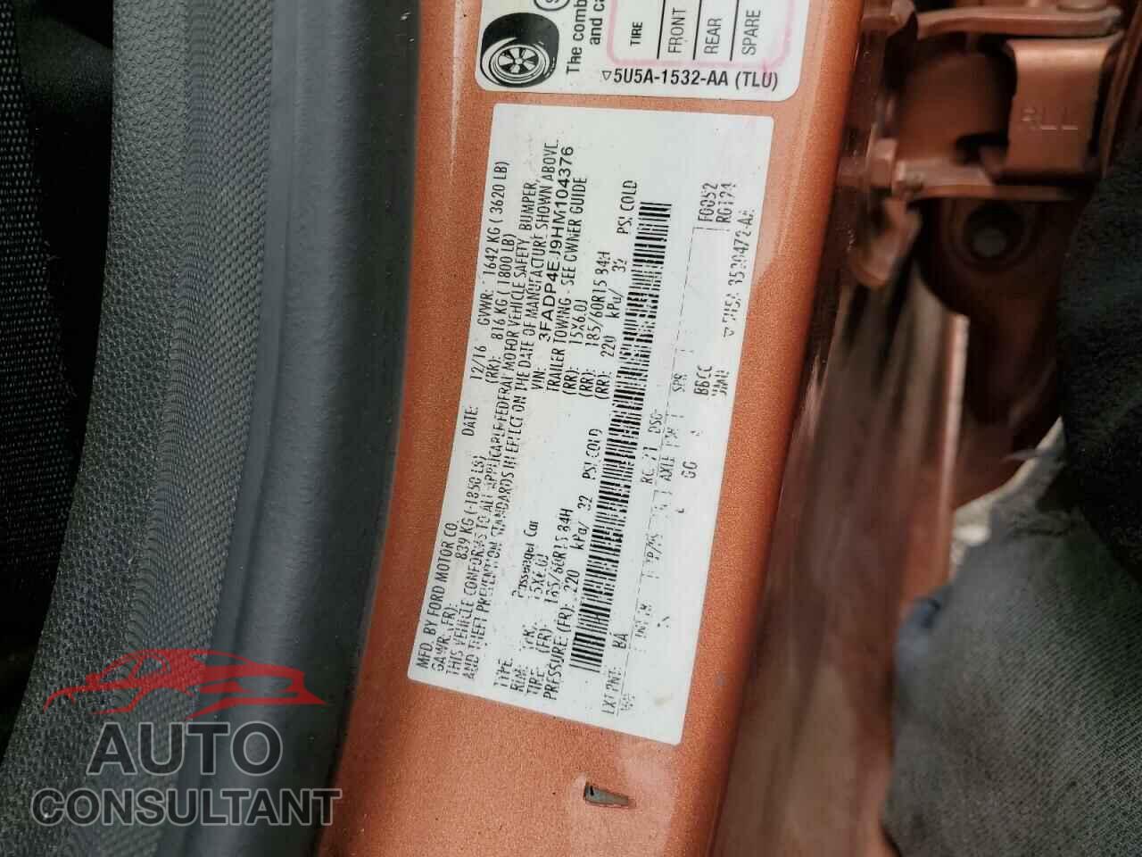 FORD FIESTA 2017 - 3FADP4EJ9HM104376