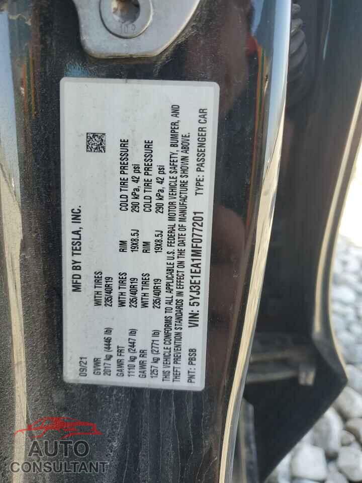 TESLA MODEL 3 2021 - 5YJ3E1EA1MF077201