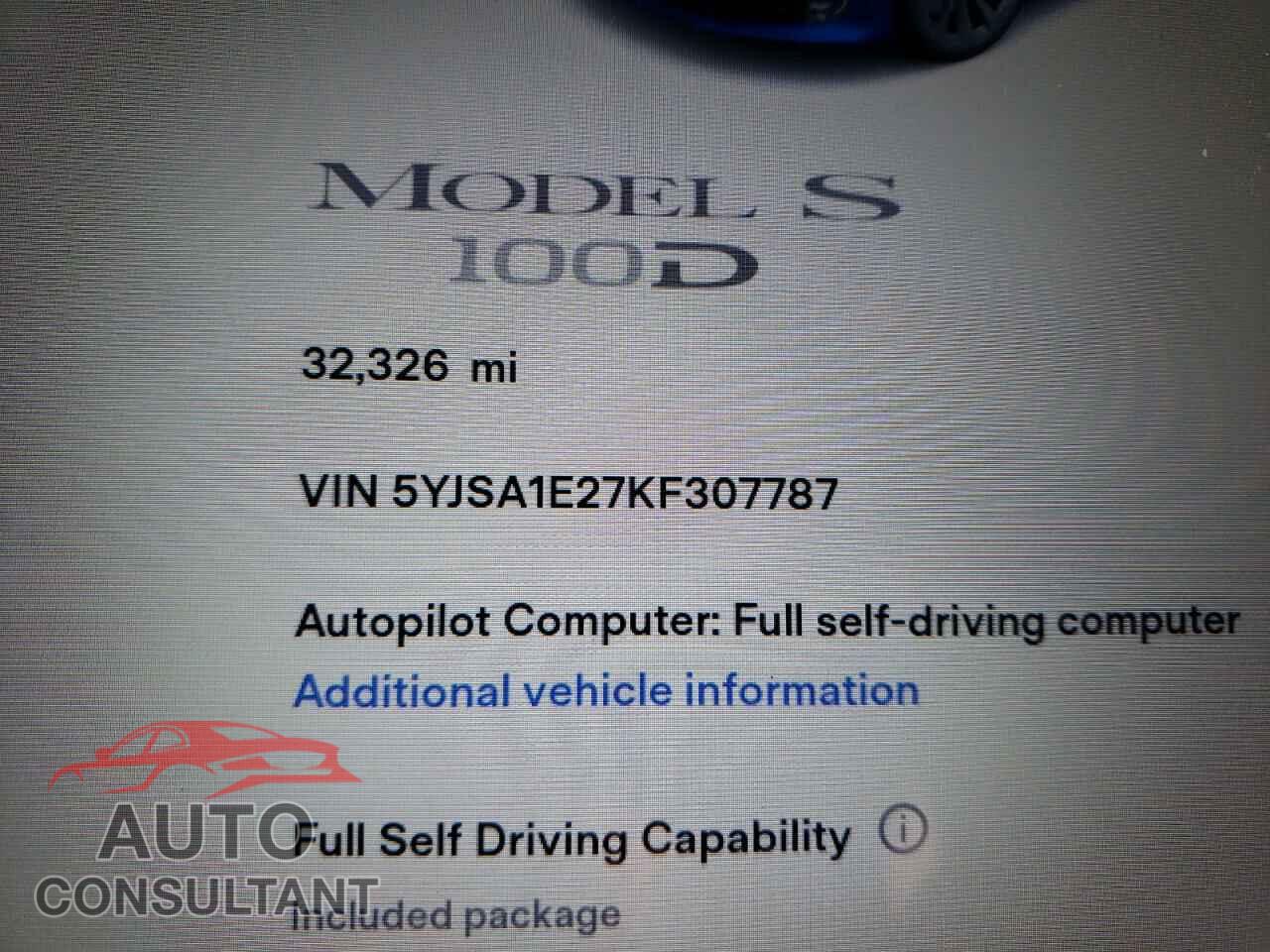 TESLA MODEL S 2019 - 5YJSA1E27KF307787