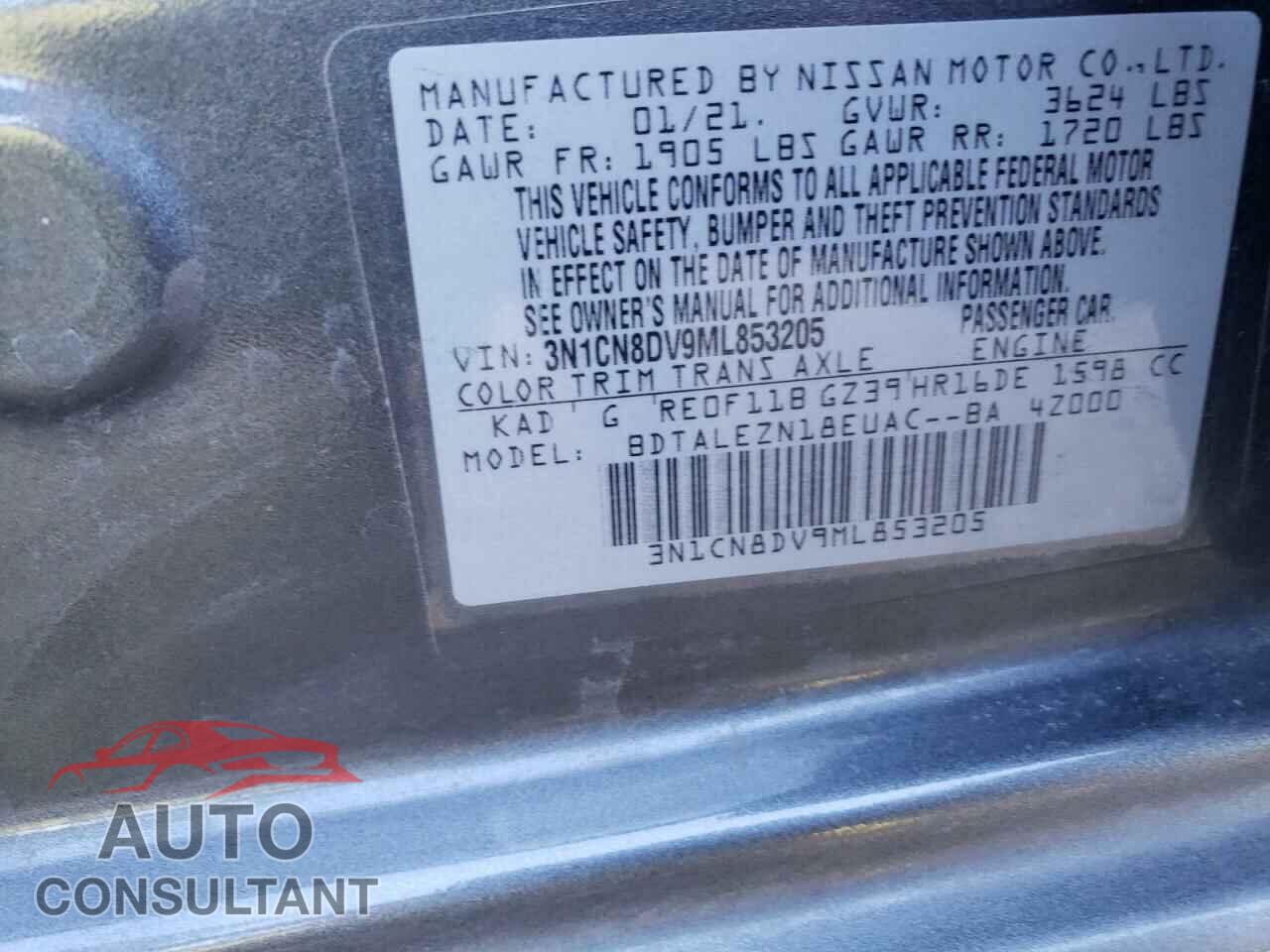 NISSAN VERSA 2021 - 3N1CN8DV9ML853205