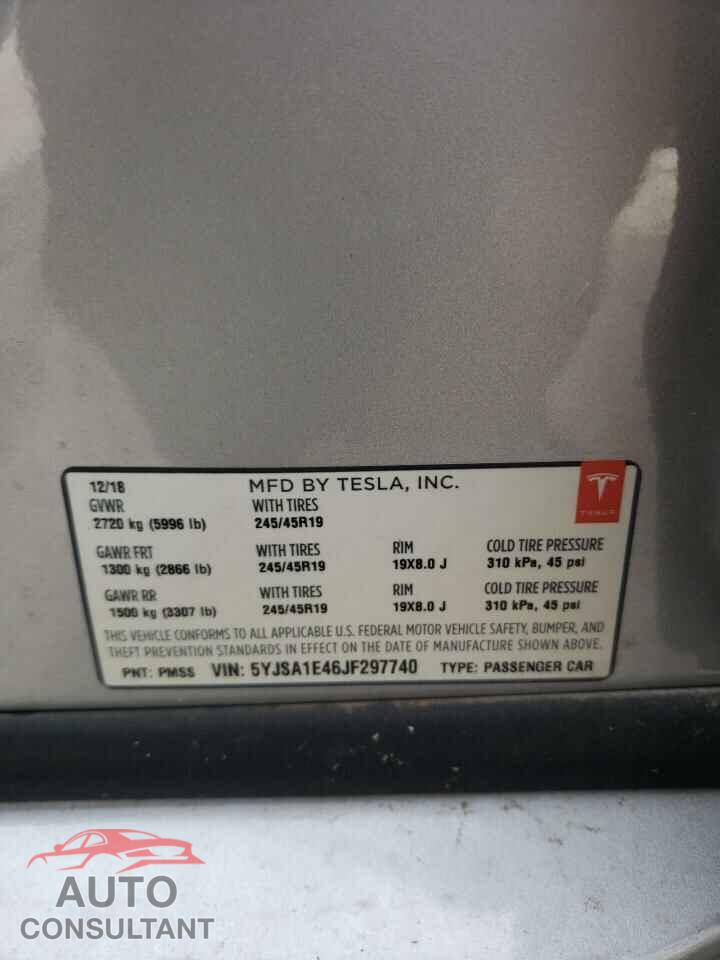 TESLA MODEL S 2018 - 5YJSA1E46JF297740