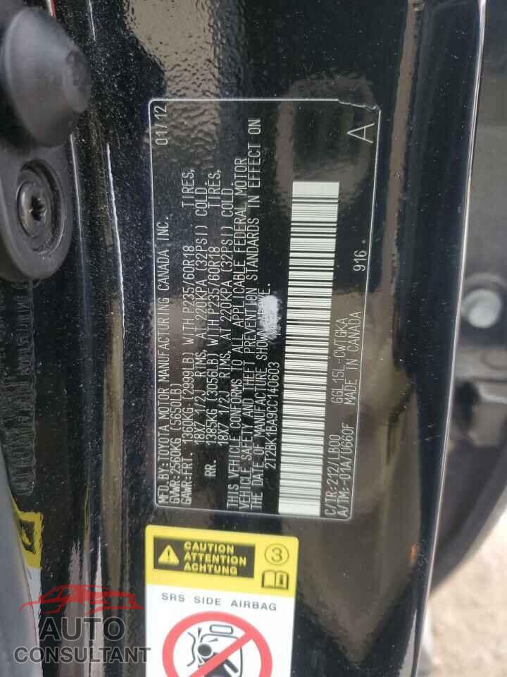 LEXUS RX350 2012 - 2T2BK1BA9CC140603