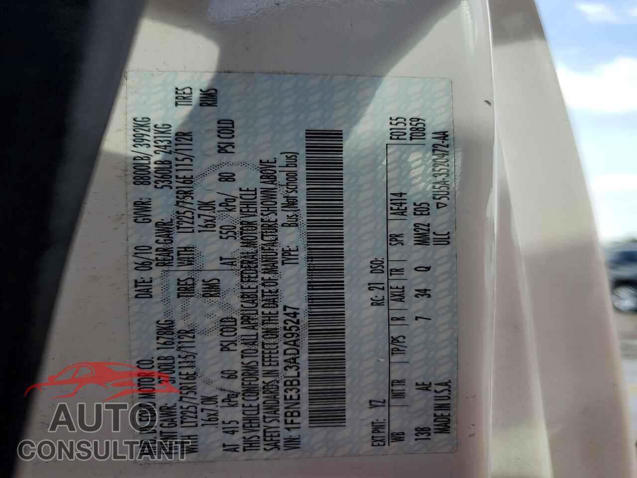 FORD ECONOLINE 2010 - 1FBNE3BL3ADA95247