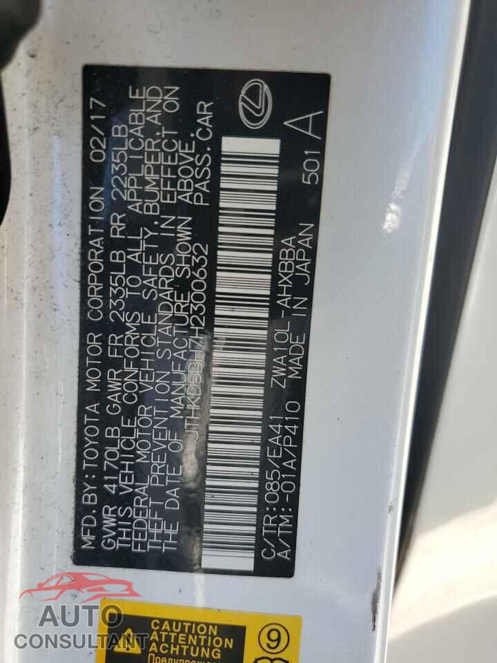 LEXUS CT 200 2017 - JTHKD5BH7H2300632