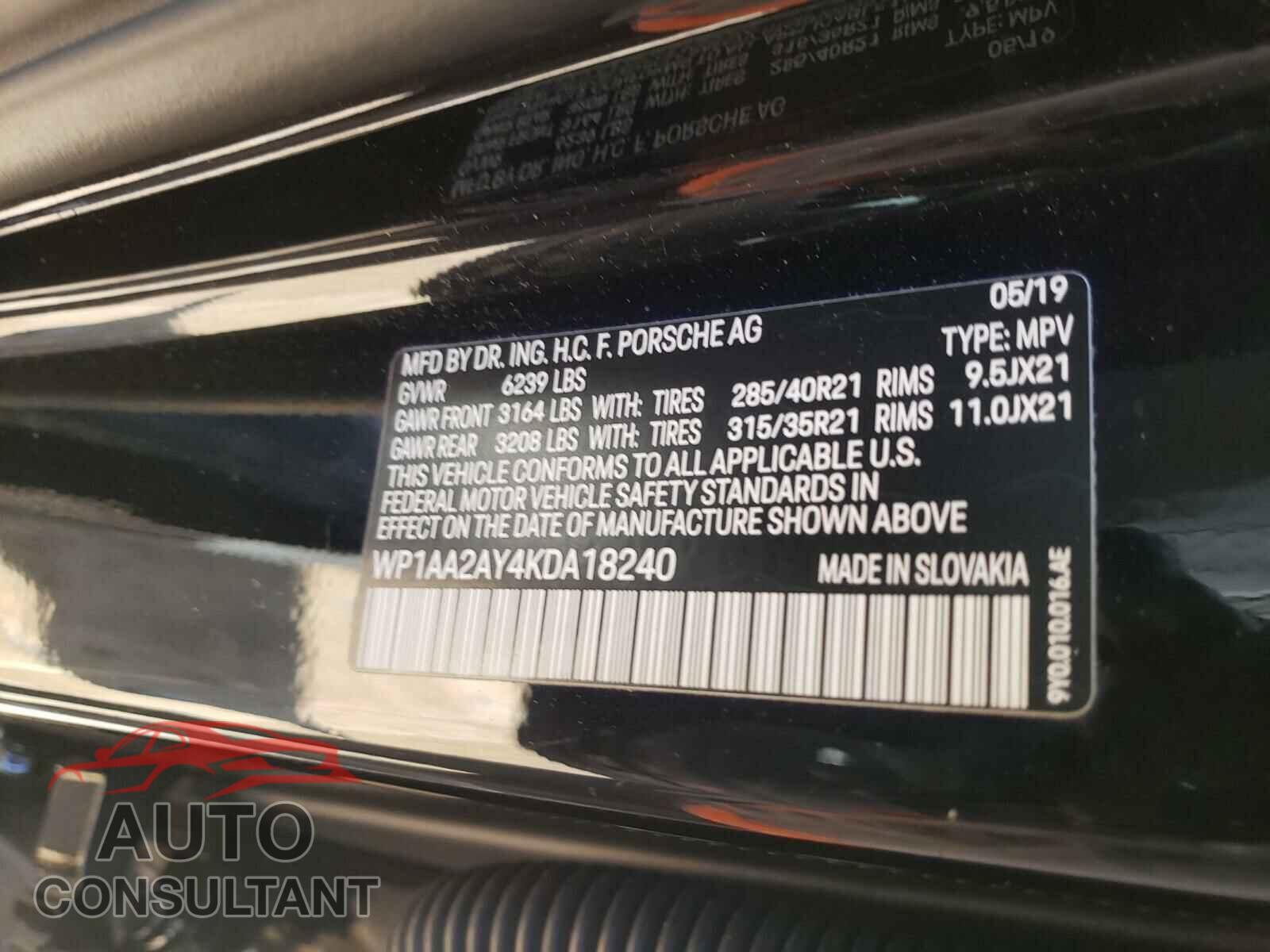 PORSCHE CAYENNE 2019 - WP1AA2AY4KDA18240