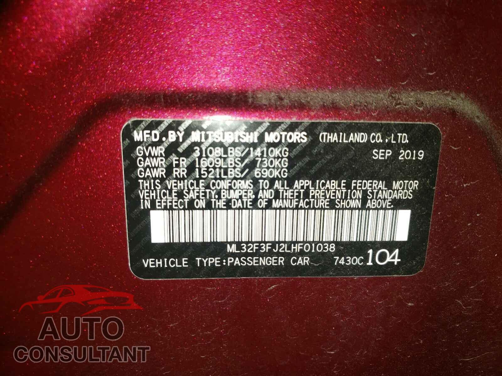 MITSUBISHI MIRAGE 2020 - ML32F3FJ2LHF01038