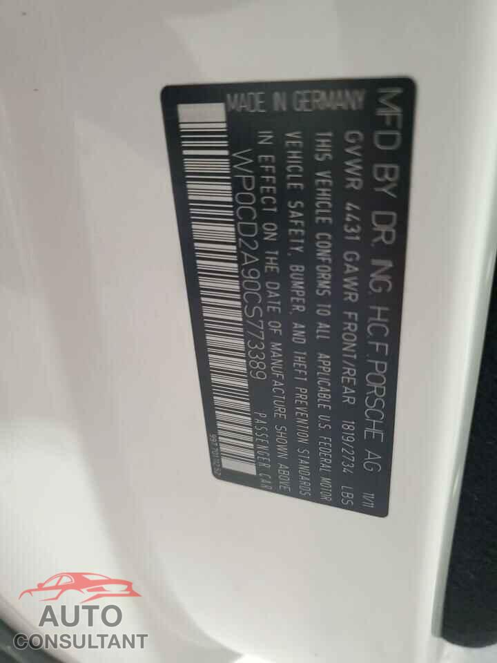 PORSCHE 911 2012 - WP0CD2A90CS773389