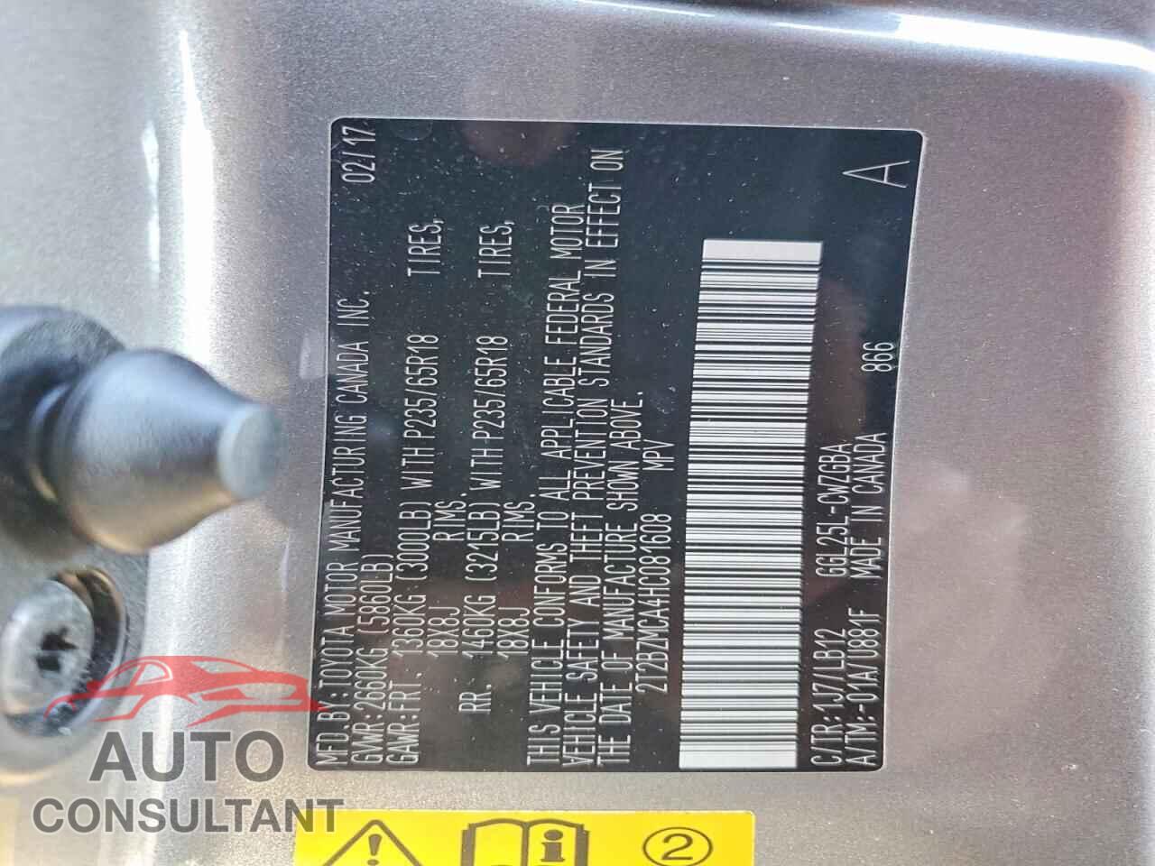 LEXUS RX350 2017 - 2T2BZMCA4HC081608