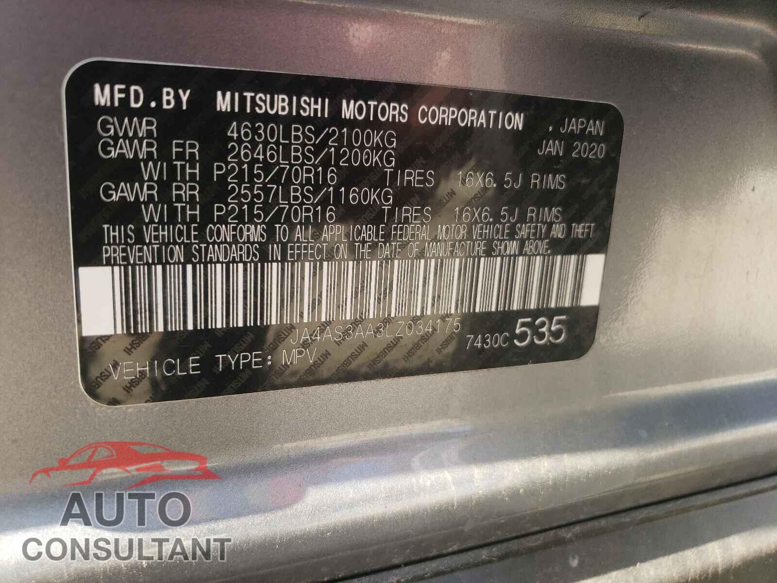 MITSUBISHI ECLIPSE 2020 - JA4AS3AA3LZ034175