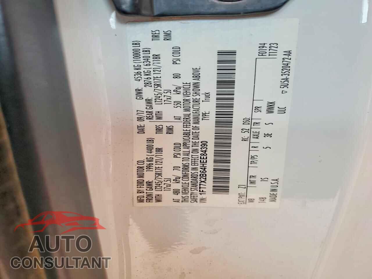 FORD F250 2017 - 1FT7X2B64HEE84390