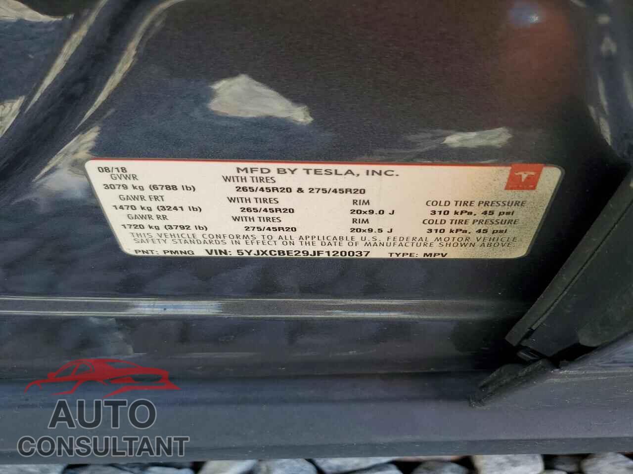 TESLA MODEL X 2018 - 5YJXCBE29JF120037
