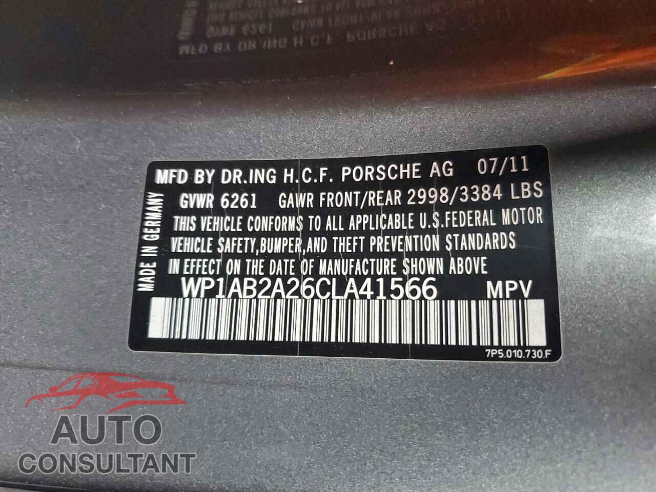 PORSCHE CAYENNE 2012 - WP1AB2A26CLA41566
