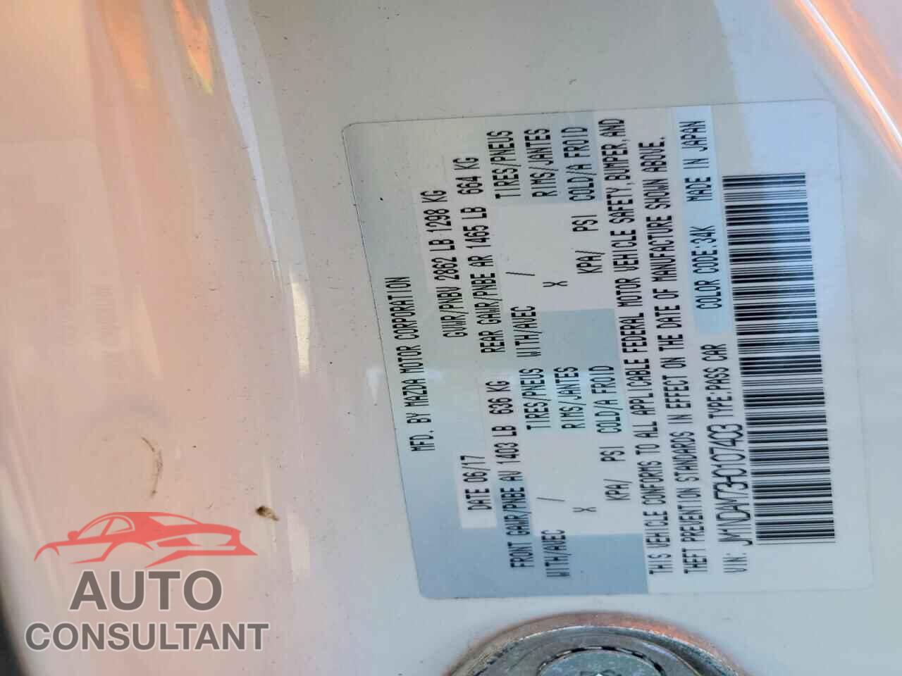 MAZDA MX5 2017 - JM1NDAM73H0107403