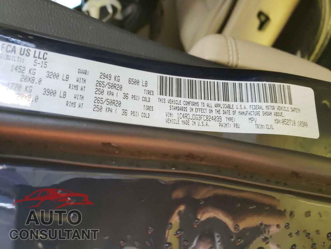 DODGE DURANGO 2015 - 1C4RDJDG3FC824039