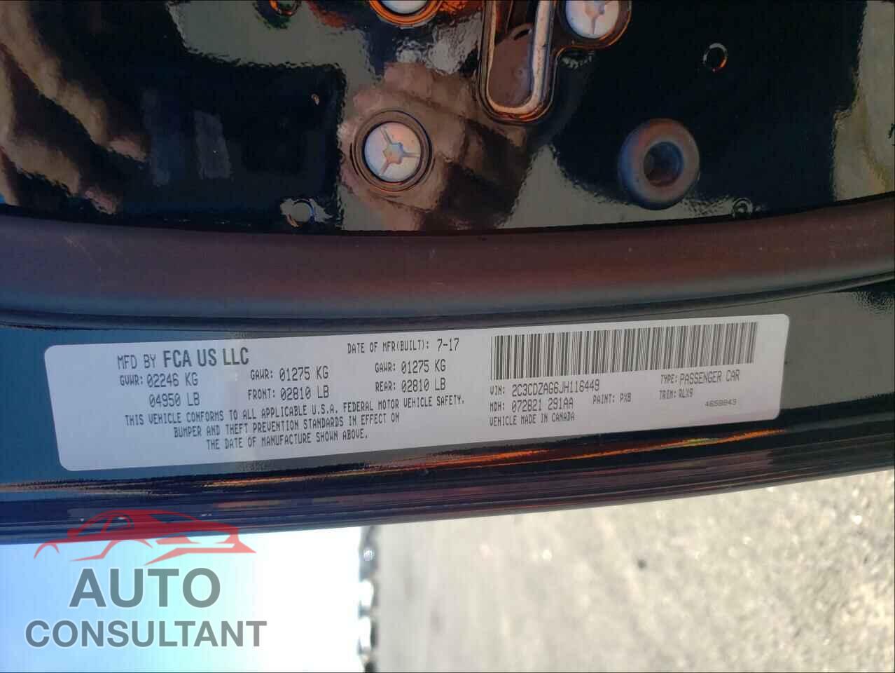 DODGE CHALLENGER 2018 - 2C3CDZAG6JH116449