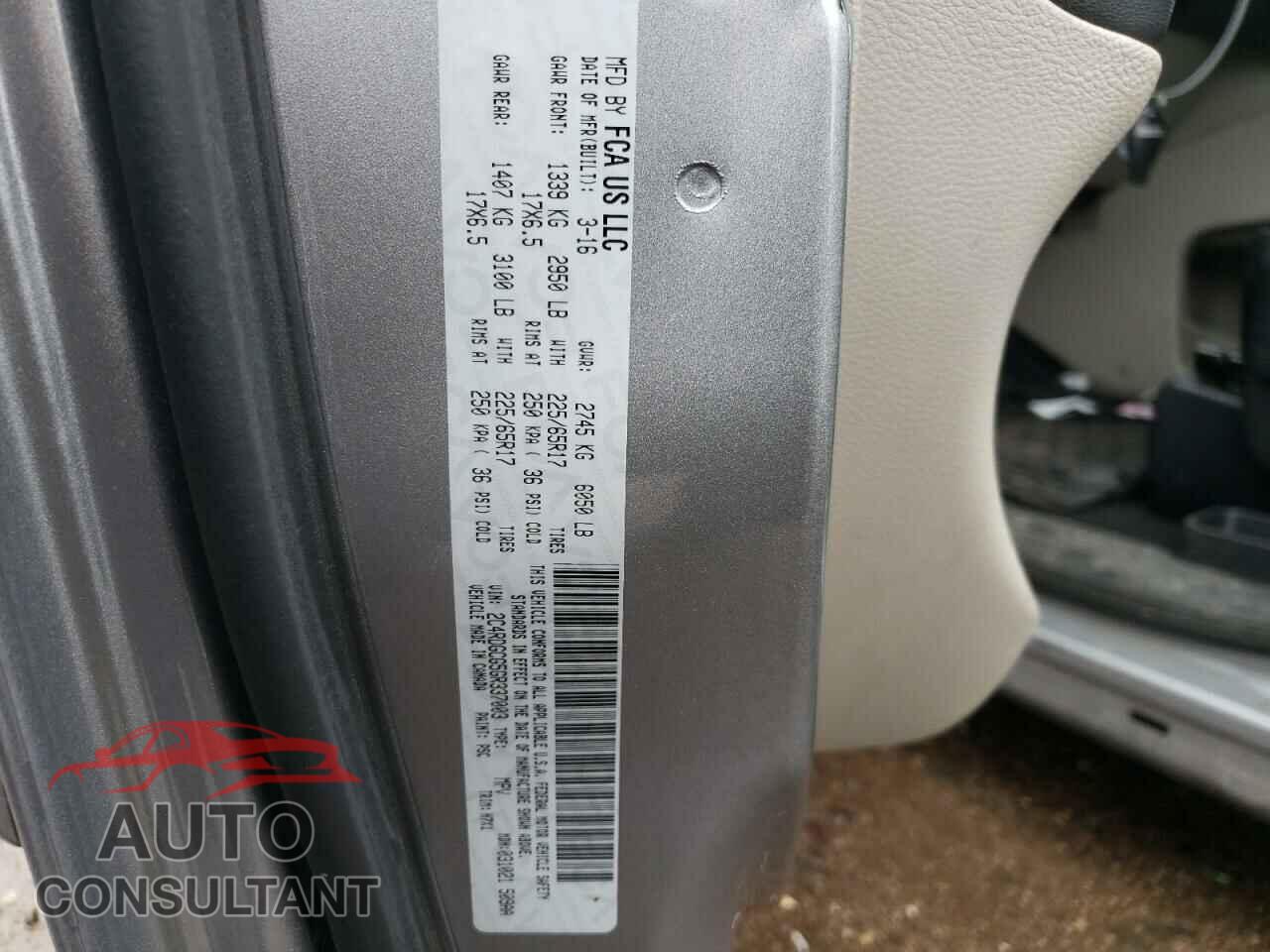 DODGE CARAVAN 2016 - 2C4RDGCG5GR337003