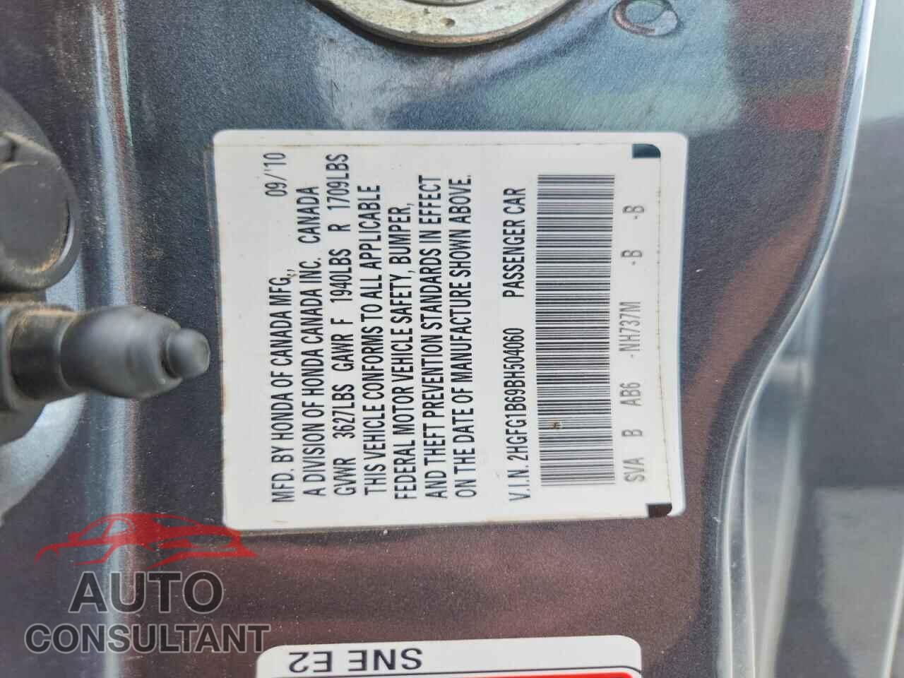 HONDA CIVIC 2011 - 2HGFG1B69BH504060