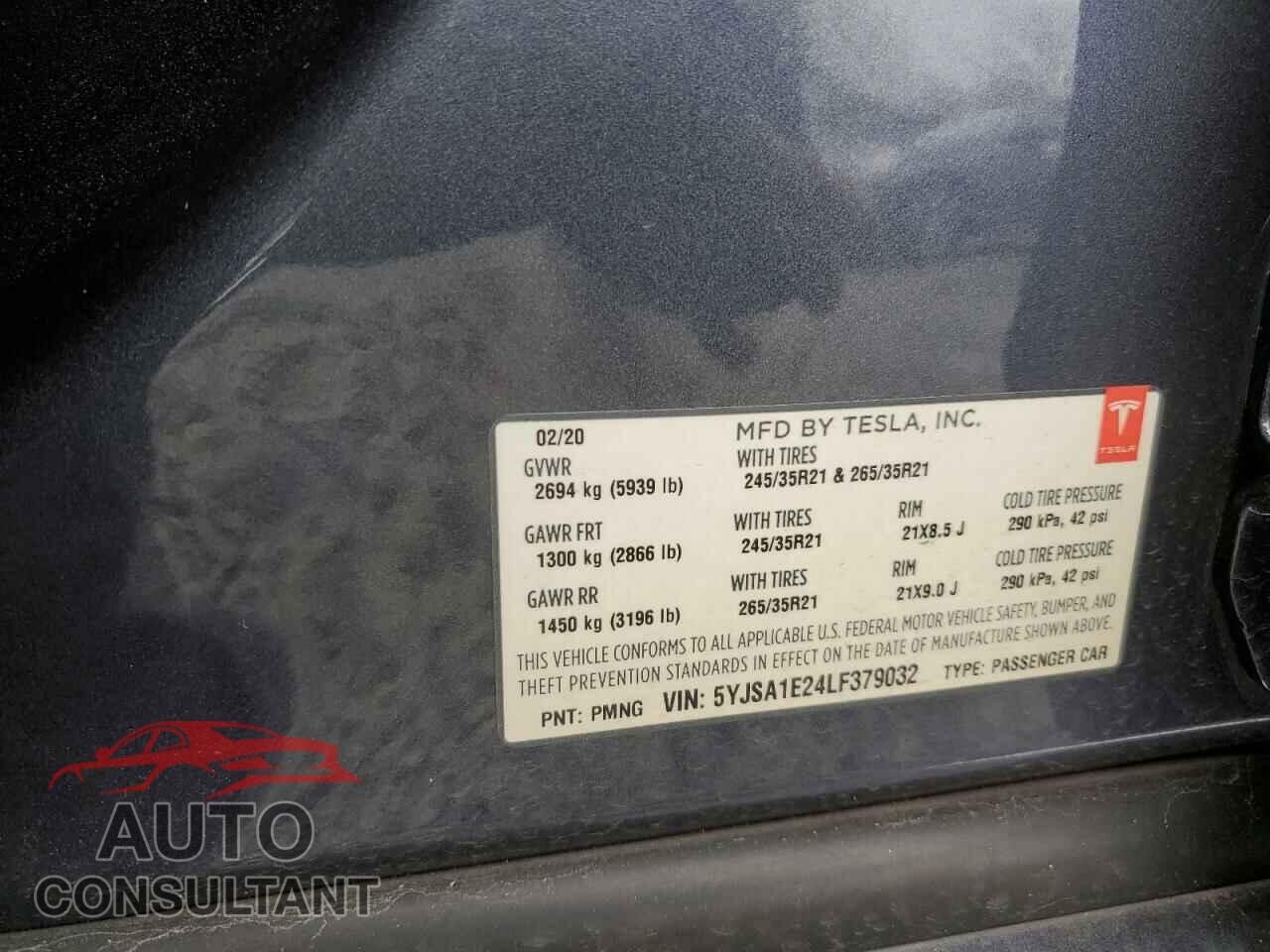 TESLA MODEL S 2020 - 5YJSA1E24LF379032