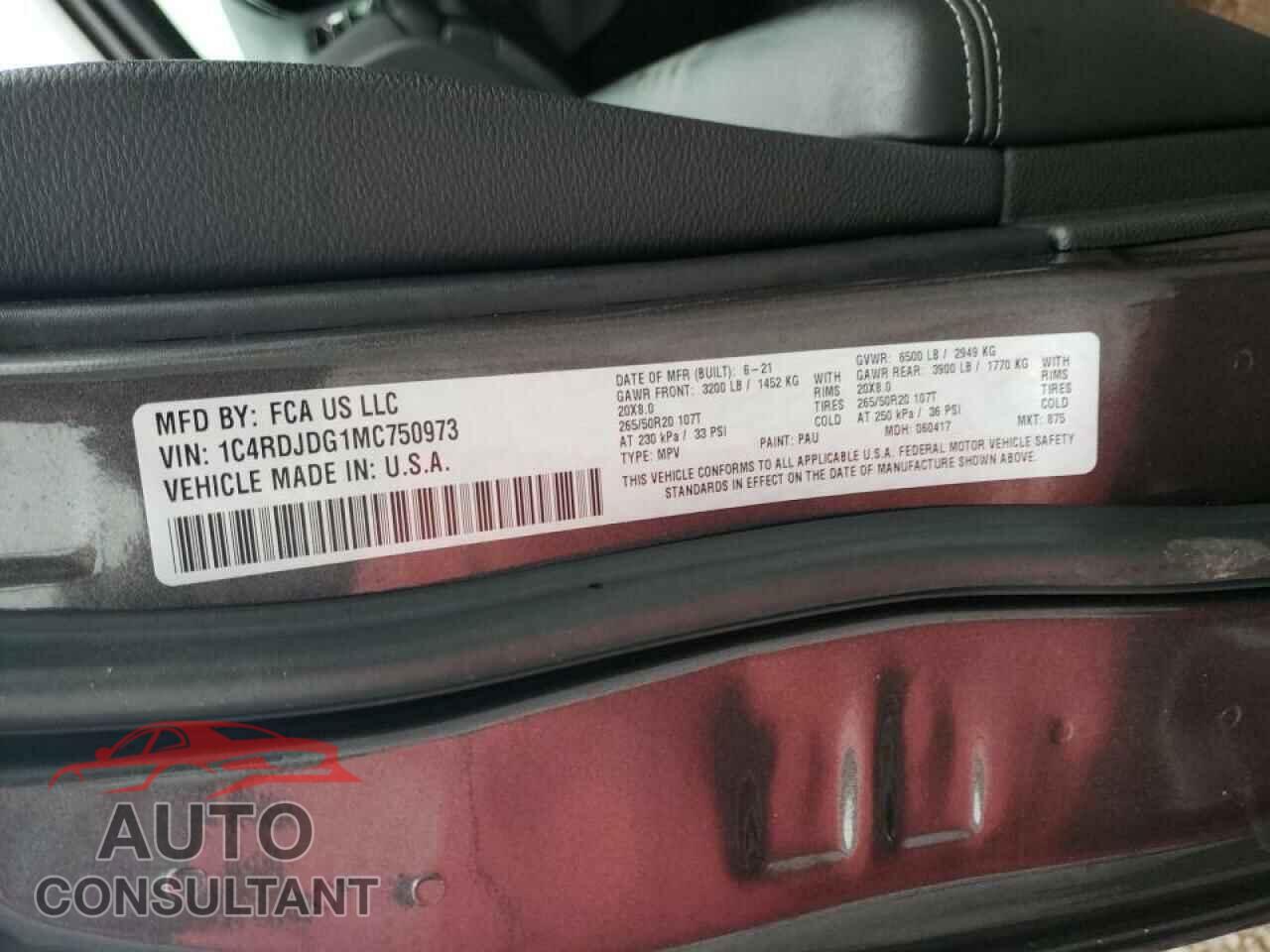 DODGE DURANGO 2021 - 1C4RDJDG1MC750973