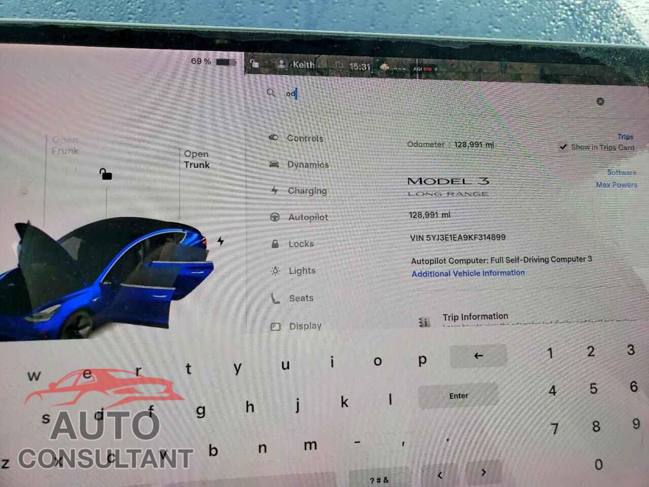 TESLA MODEL 3 2019 - 5YJ3E1EA9KF314899